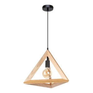 Trigonon Lampa Wisząca 1xE27 60W Czarny/Dąb Topeshop